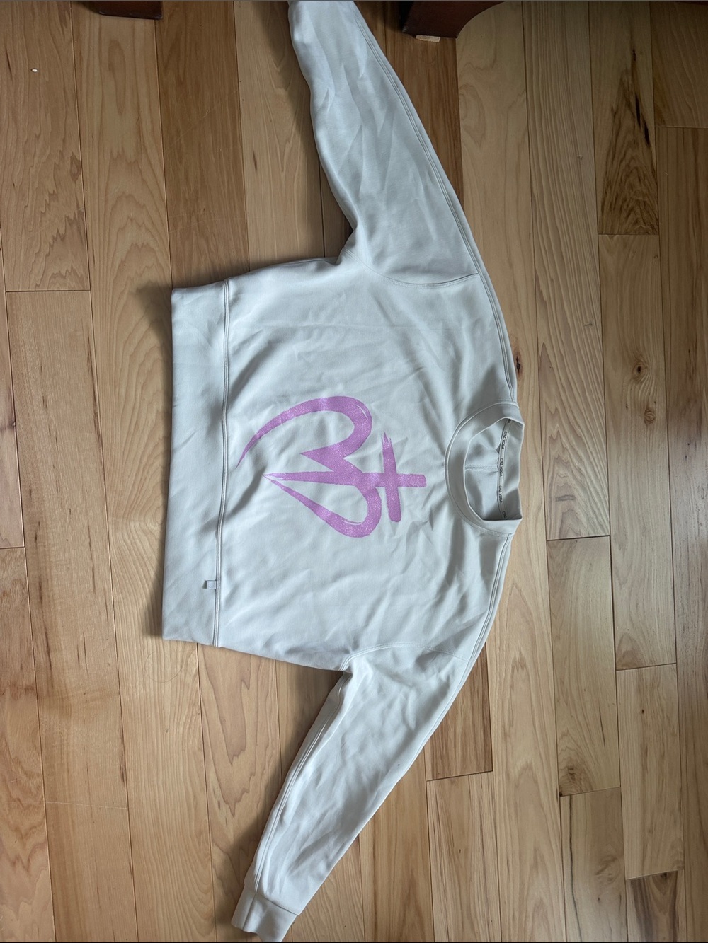 CRZ YOGA Cream Crewneck Sweatshirt with Pink Graphic